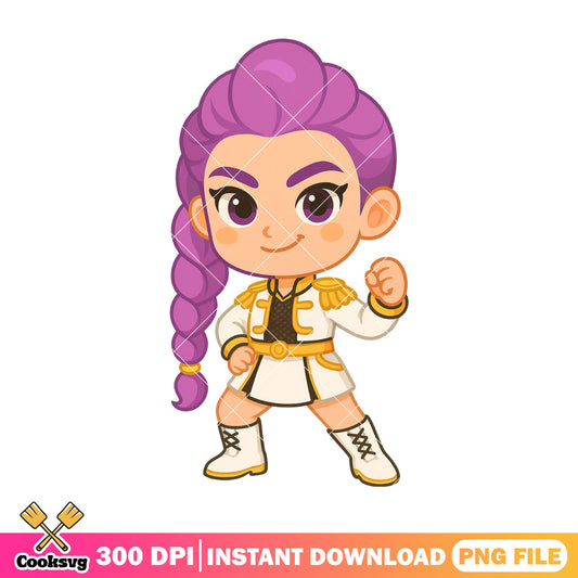 Chibi rumi golden fit white png, rumi kpop png, kpop huntrix png