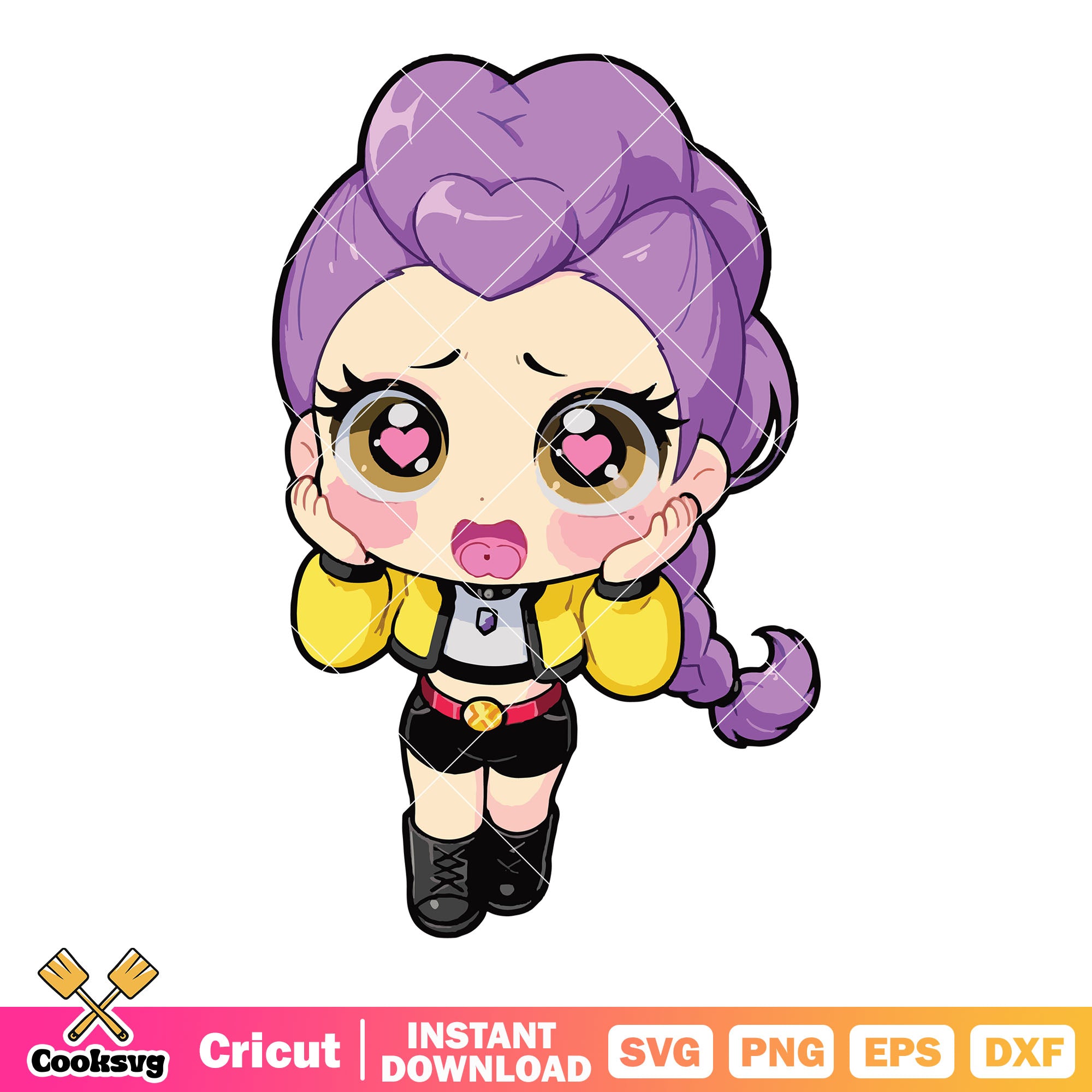 Chibi rumi love eye svg, kpop huntrix svg, rumi huntrix svg – Cooksvg