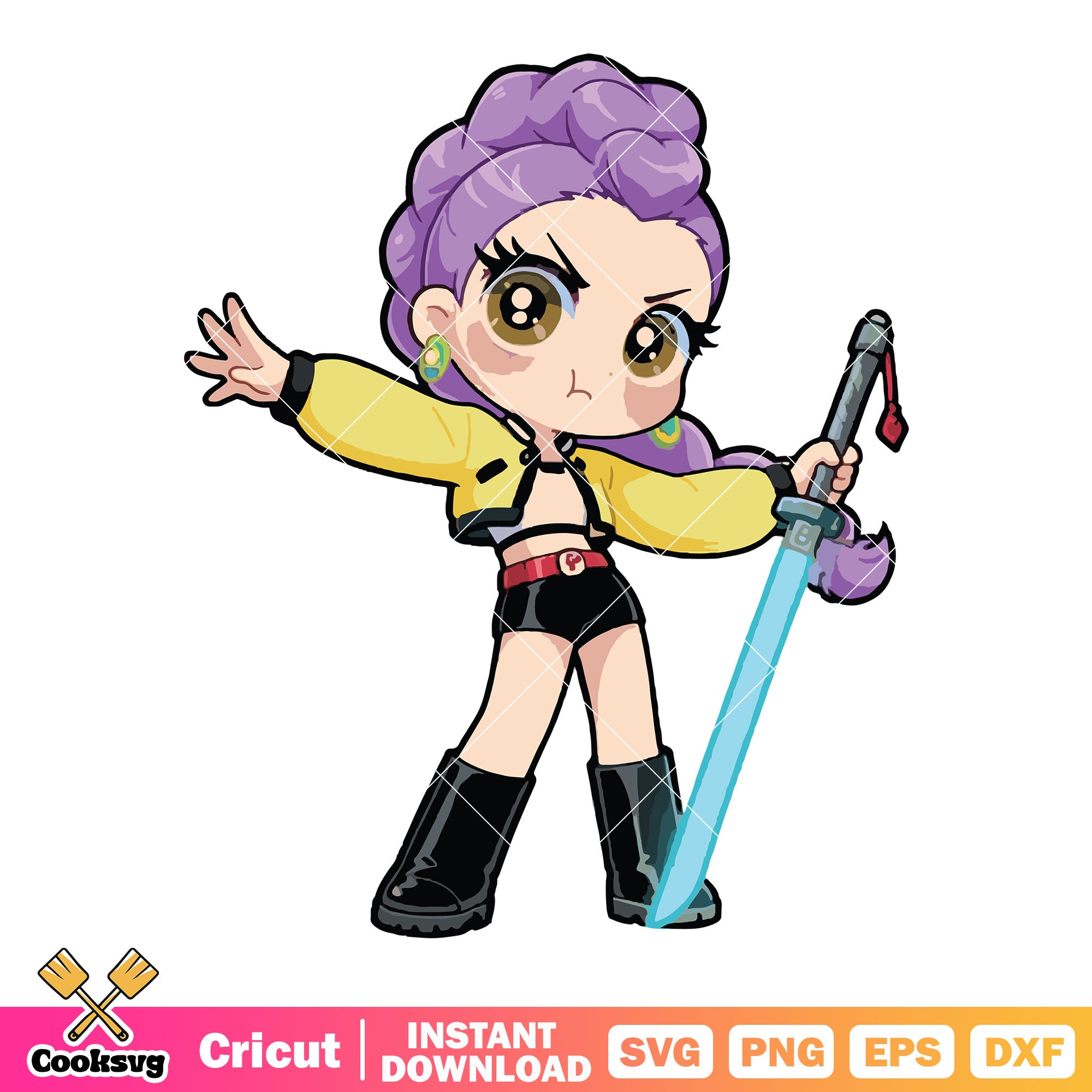Chibi rumi puffed cheeks svg, rumi huntrix svg, huntrix netflix svg ...