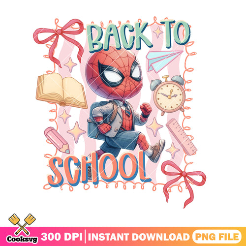 Chibi spiderman cute png, back to school student png, dc art png