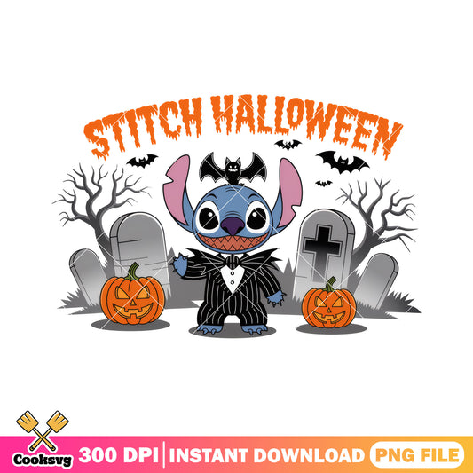 Chibi stitch design png, this is halloween png, stitch horror png
