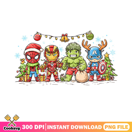 Chibi super hero png, marvel disney png, merry christmas png