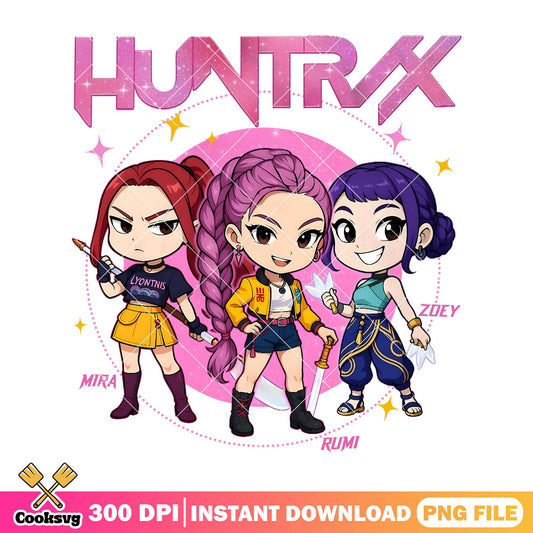 Chibi trio hunter png, huntrix netflix png, netflix hunters png
