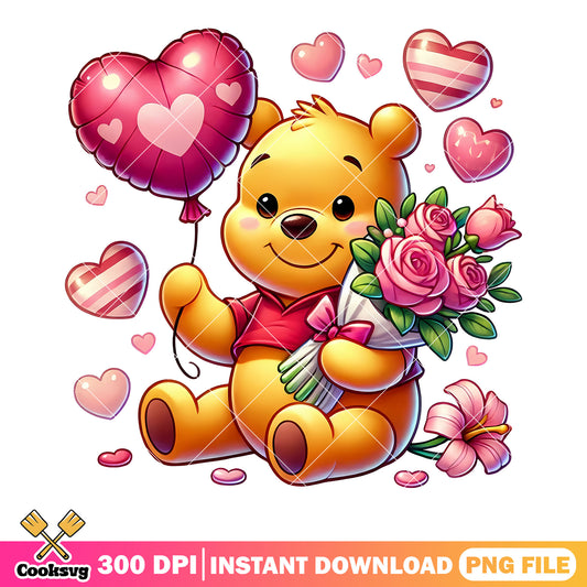 Chibi winnie pooh valentine png, disney valentine png, valentine gifts png