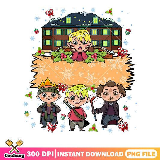 Chibi xmas kevin poster png, merry xmas png, home alone png
