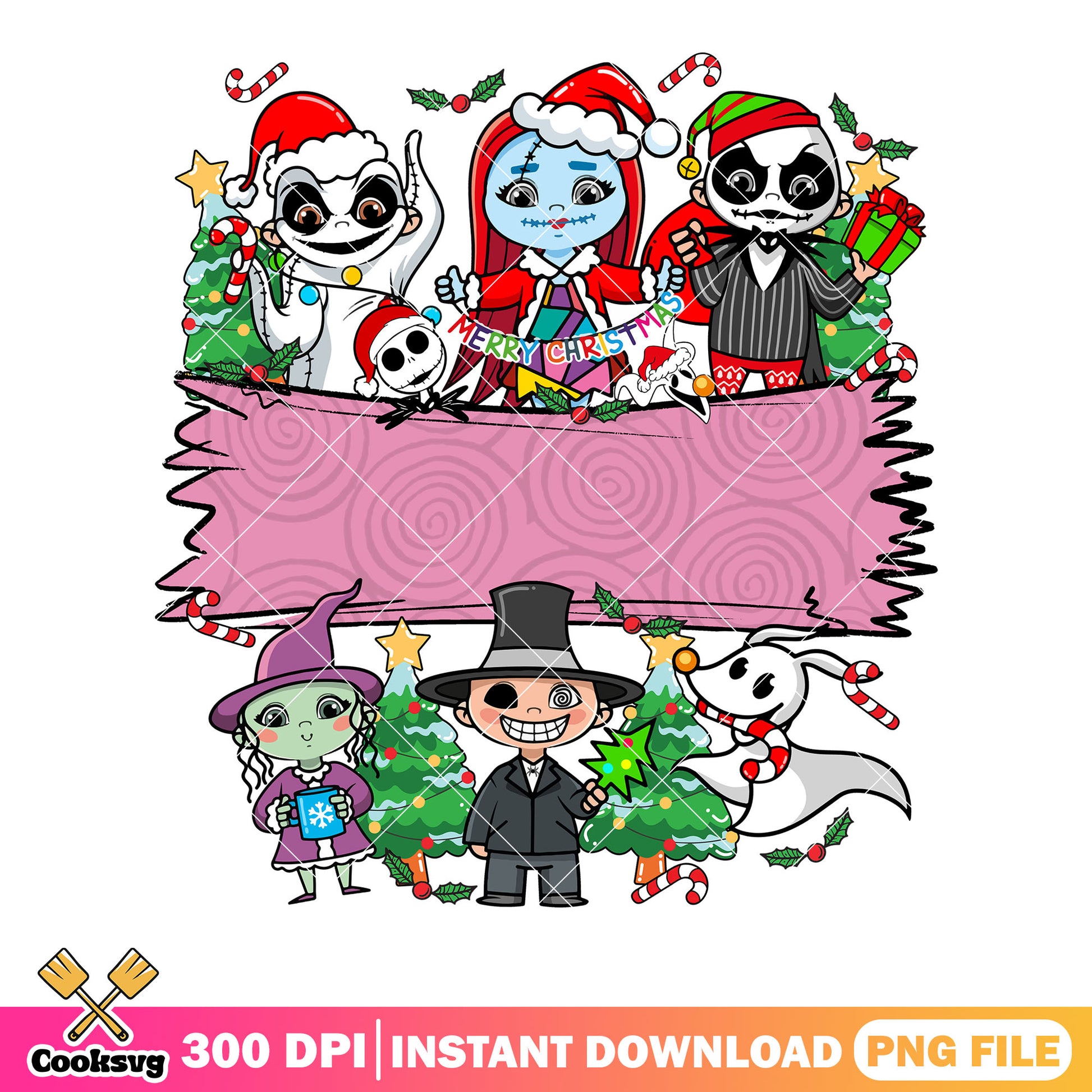 Chibi xmas night before christmas cards png, merry xmas png, sally png