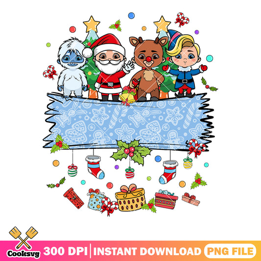 Chibi xmas red nose reindeer cards png, merry xmas png, hermey png