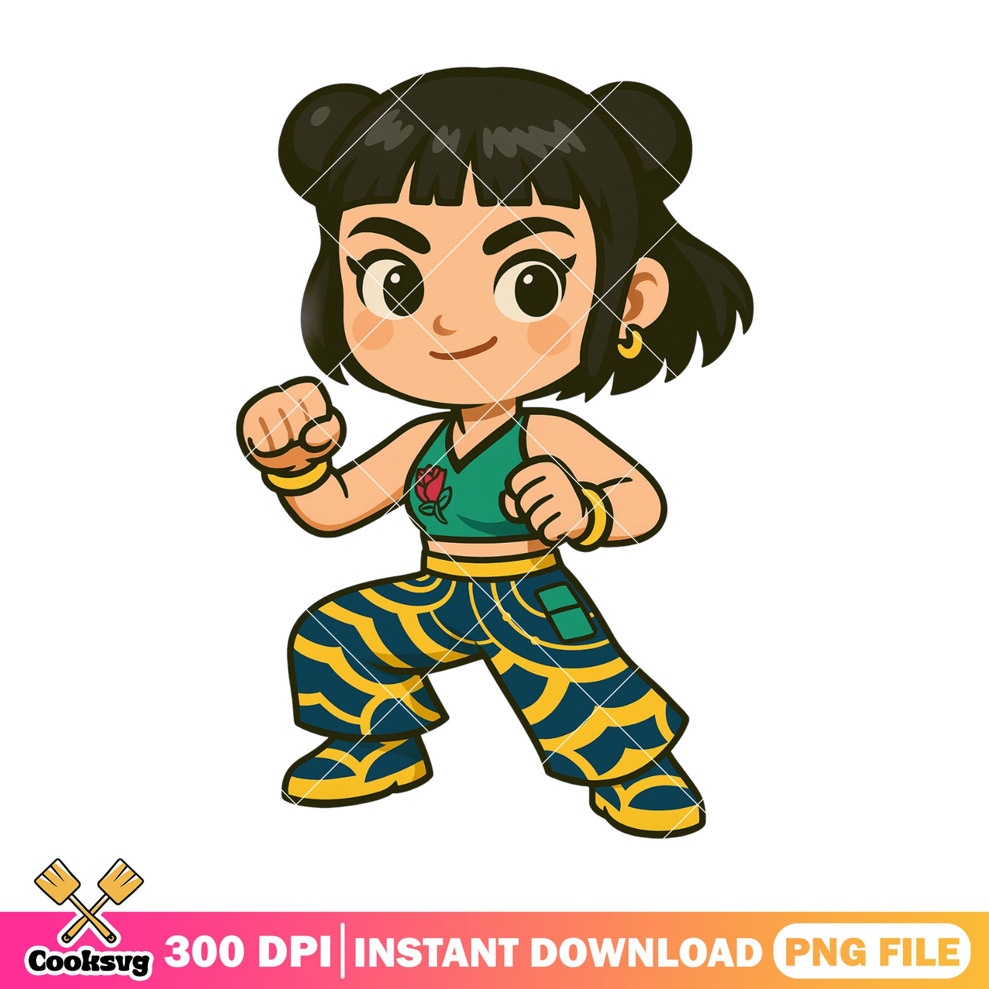 Chibi zoey fighting pose png, rumi huntrix png, huntrix band png