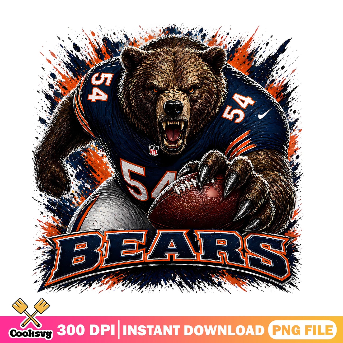 Chicago Bears Football PNG, NFL Bears Sublimation, Bears PNG