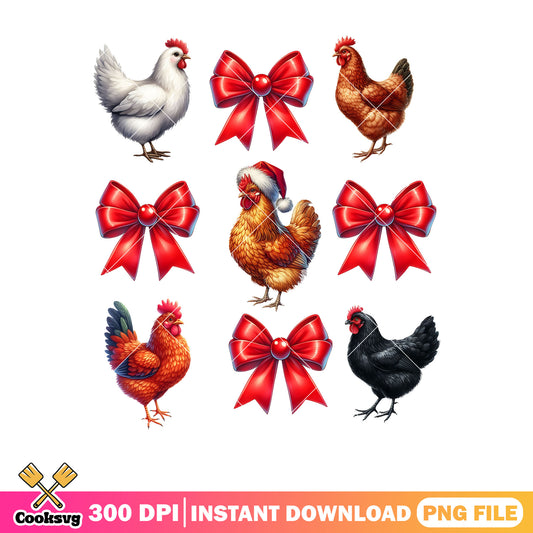 Chicken and bow tie christmas png
