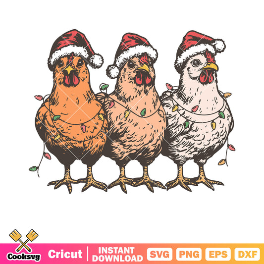 Chicken christmas lights svg, chicken christmas svg, christmas lights svg