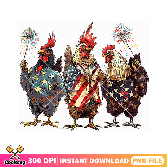 Chicken firework in america png, chicken america png, happy 4th of july png