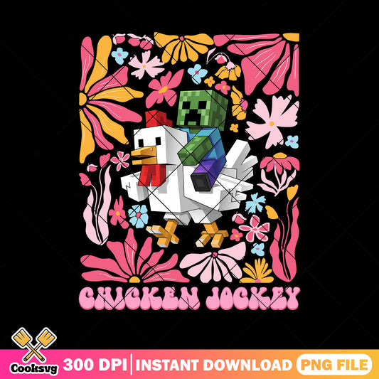 Chicken jockey flower minecraft png, chicken jokey png, minecraft game png