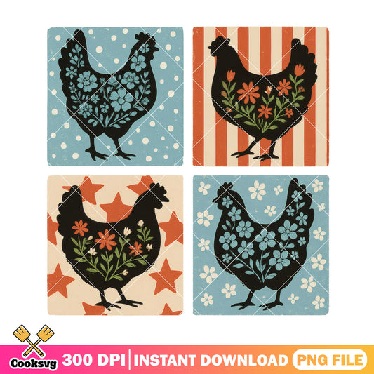 Chicken silhouette american png, american chicken​ png, america flag png