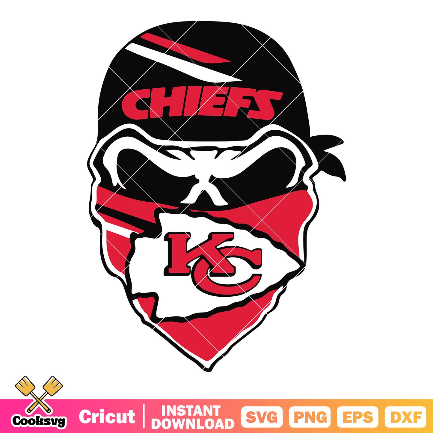 Chiefs kc logo skull bandana svg, kansas city chiefs svg, nfl svg
