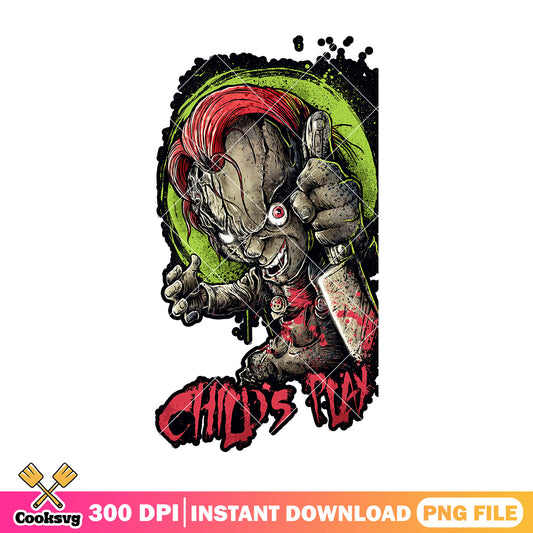 Child's play movie design png, chucky character png, halloween png