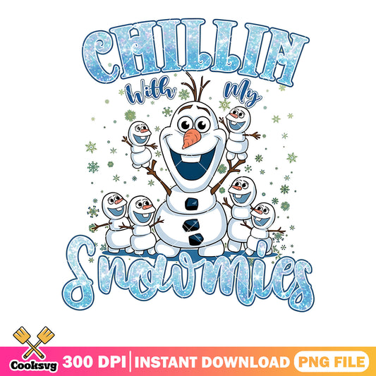 Chillih with my snowmies png, olaf snowman png, frozen movie png