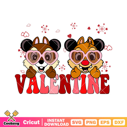 Chip and dale disney valentine svg, chip and dale svg, disney valentine svg