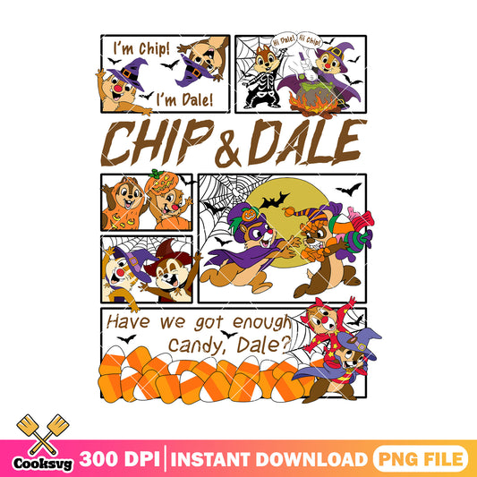 Chip and dale in halloween png, disney comic png, halloween art png