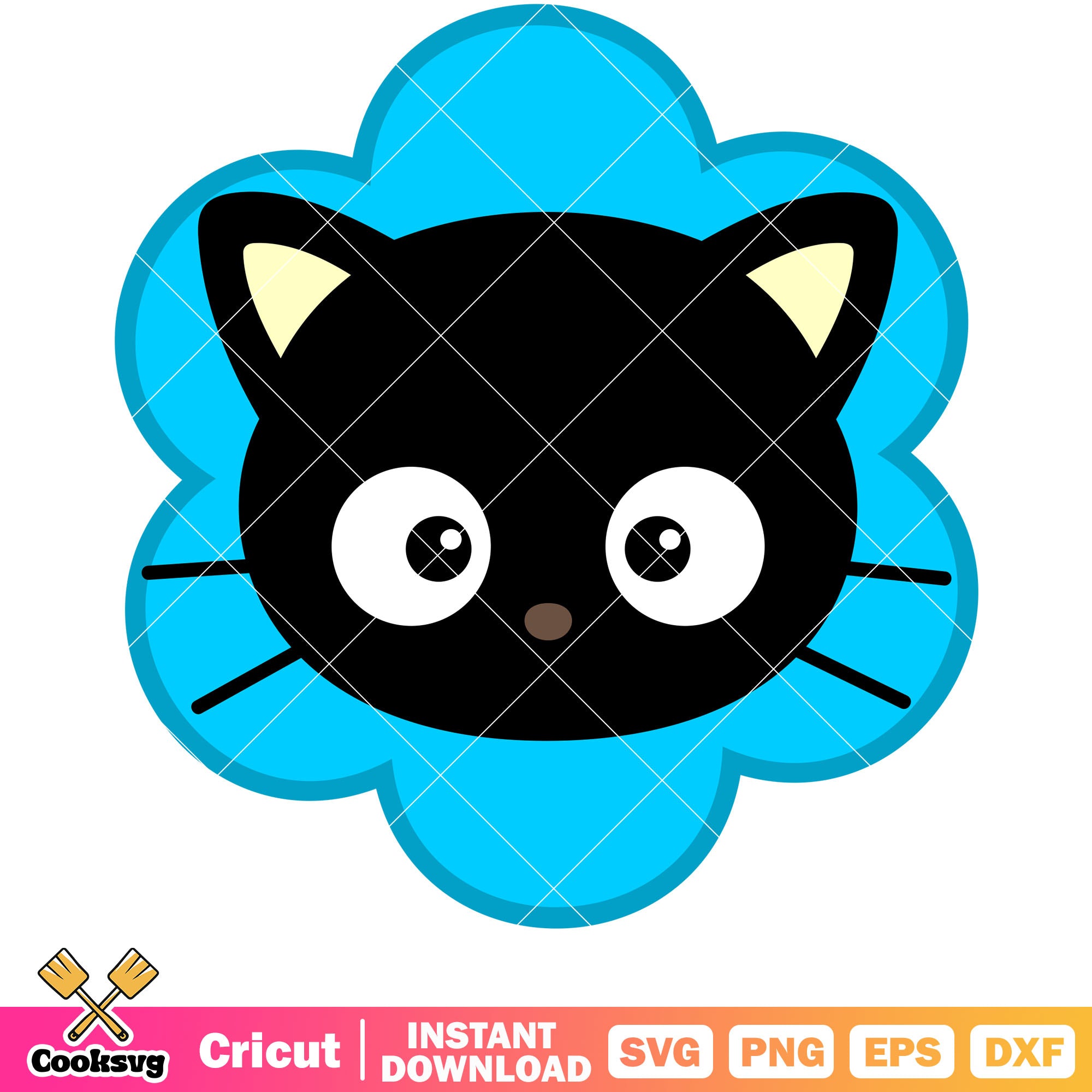 Chococat Face Simple Chococat face flower svg, sanrio hello kitty svg, sanrio cartoon svg ...