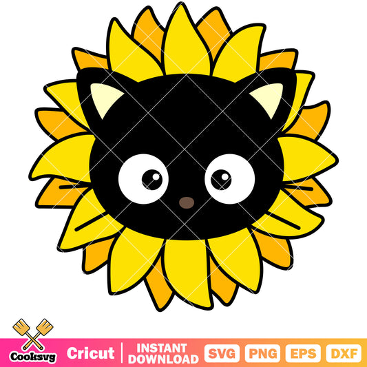Chococat face sunflower svg, sanrio characters chococat​ svg