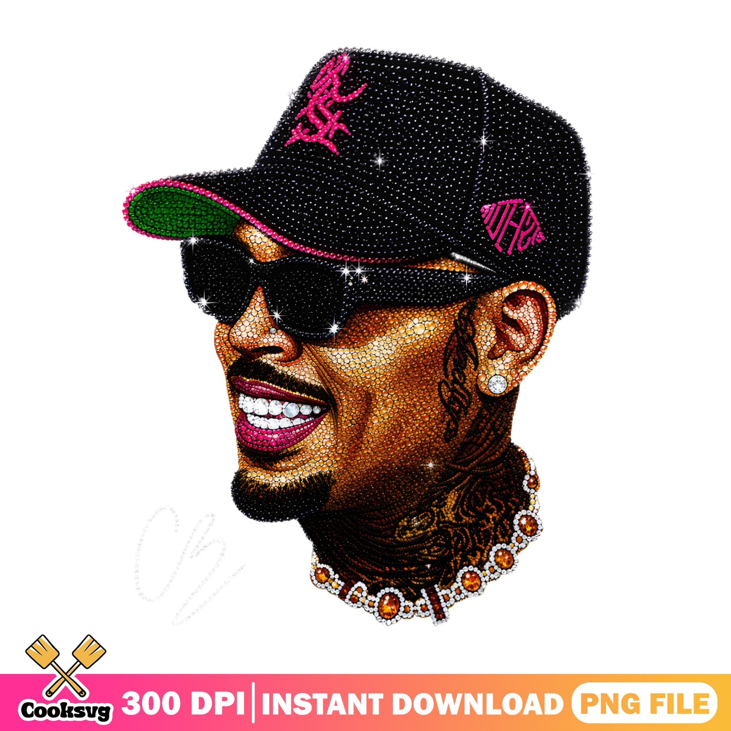 Chris Brown Bling Rhinestone PNG, Rapper Music PNG, Hip Hop PNG