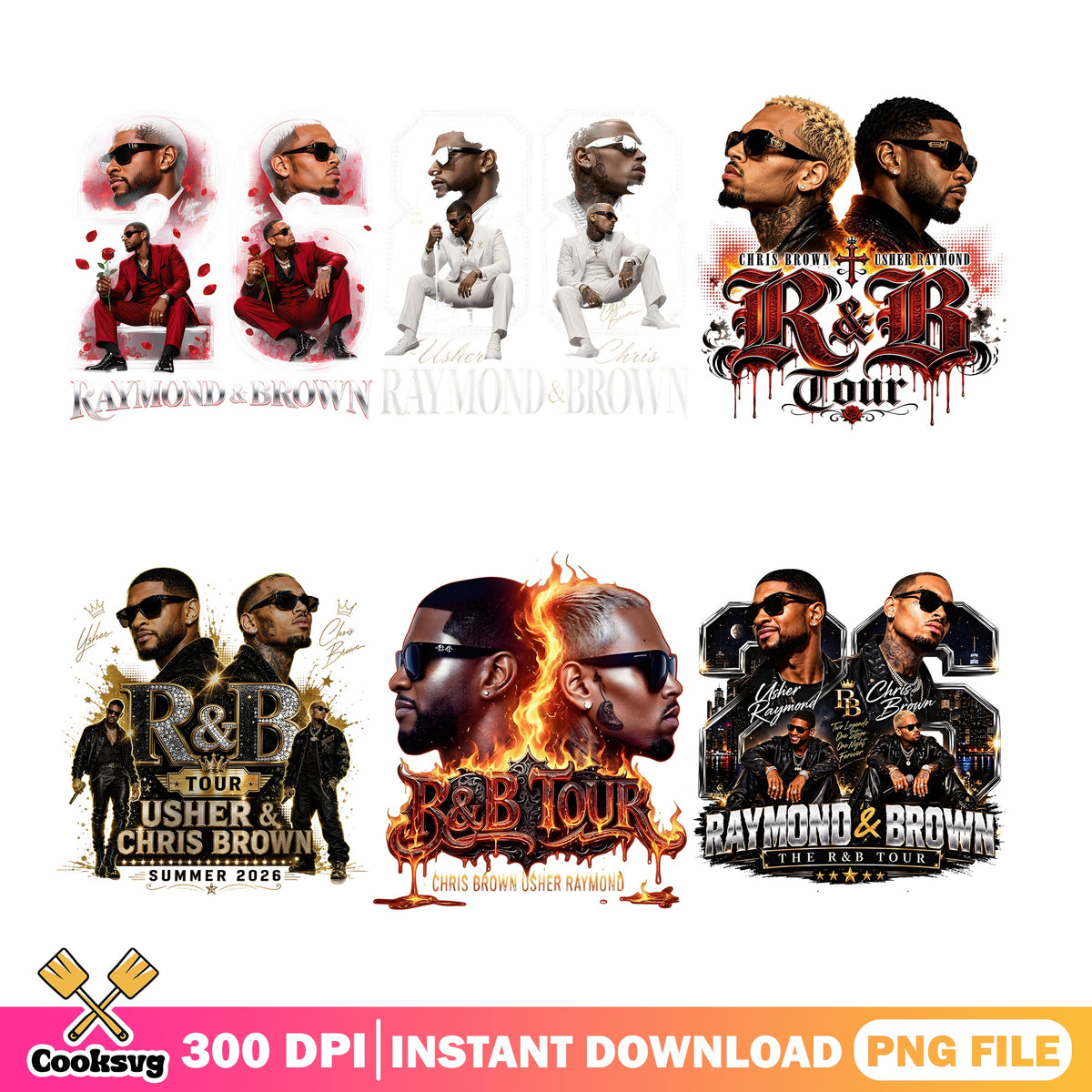 Chris Brown Usher Raymond And Brown PNG, RnB Tour PNG, Bundle PNG