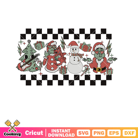 Christmas Grinch Santa Snowman svg, santa and the grinch​ svg