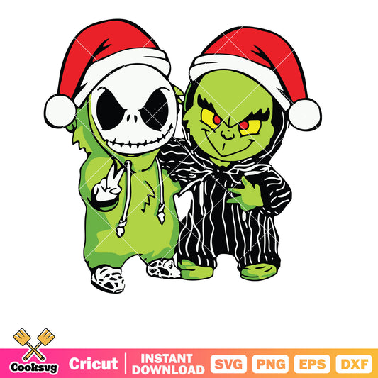 Christmas Grinch and Jack Skellington Svg, jack skellington and grinch​ svg