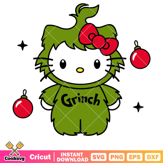 Christmas Hello kitty grinch design svg, hello kitty christmas svg