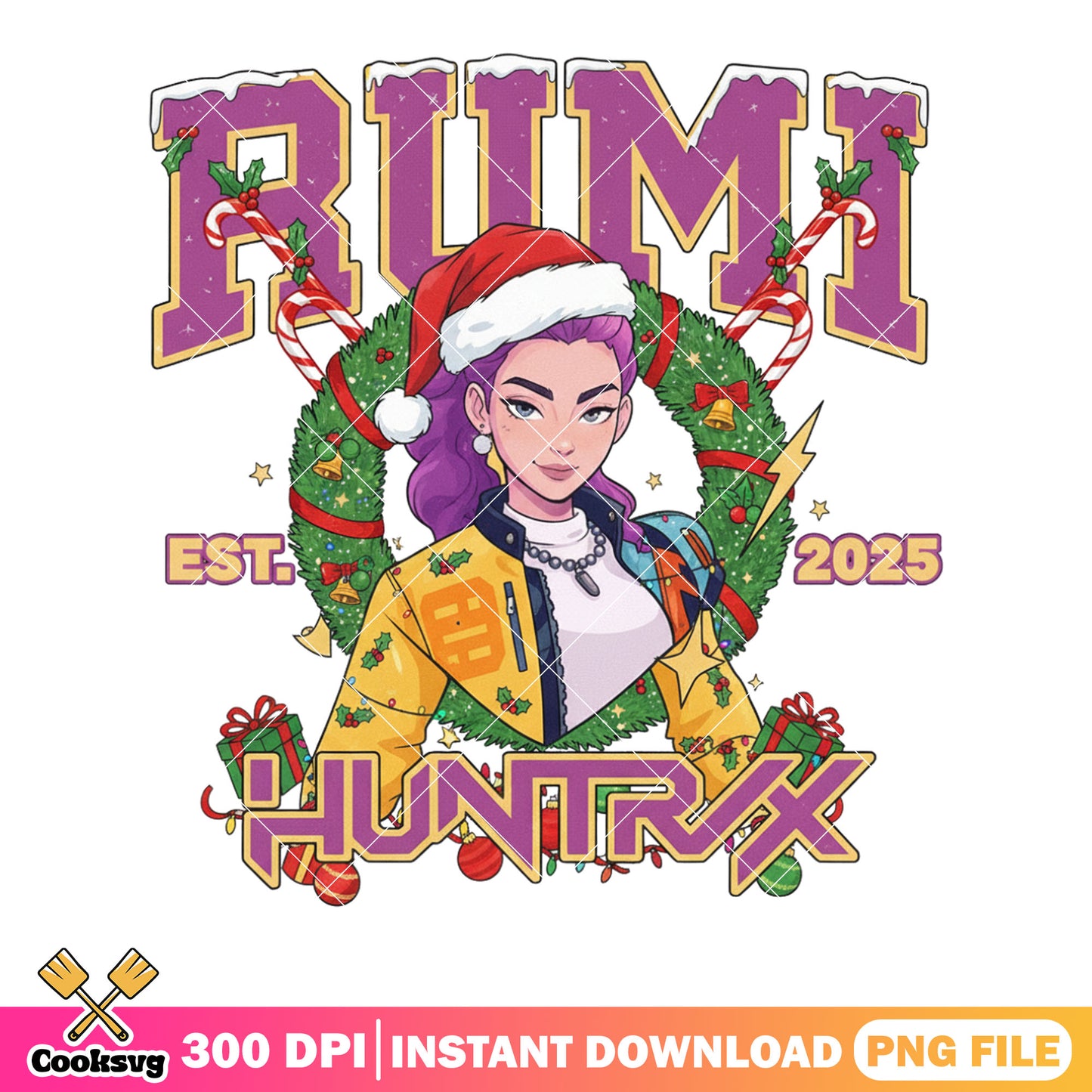 Christmas Rumi huntrix png, kpop demon hunters png, christmas png