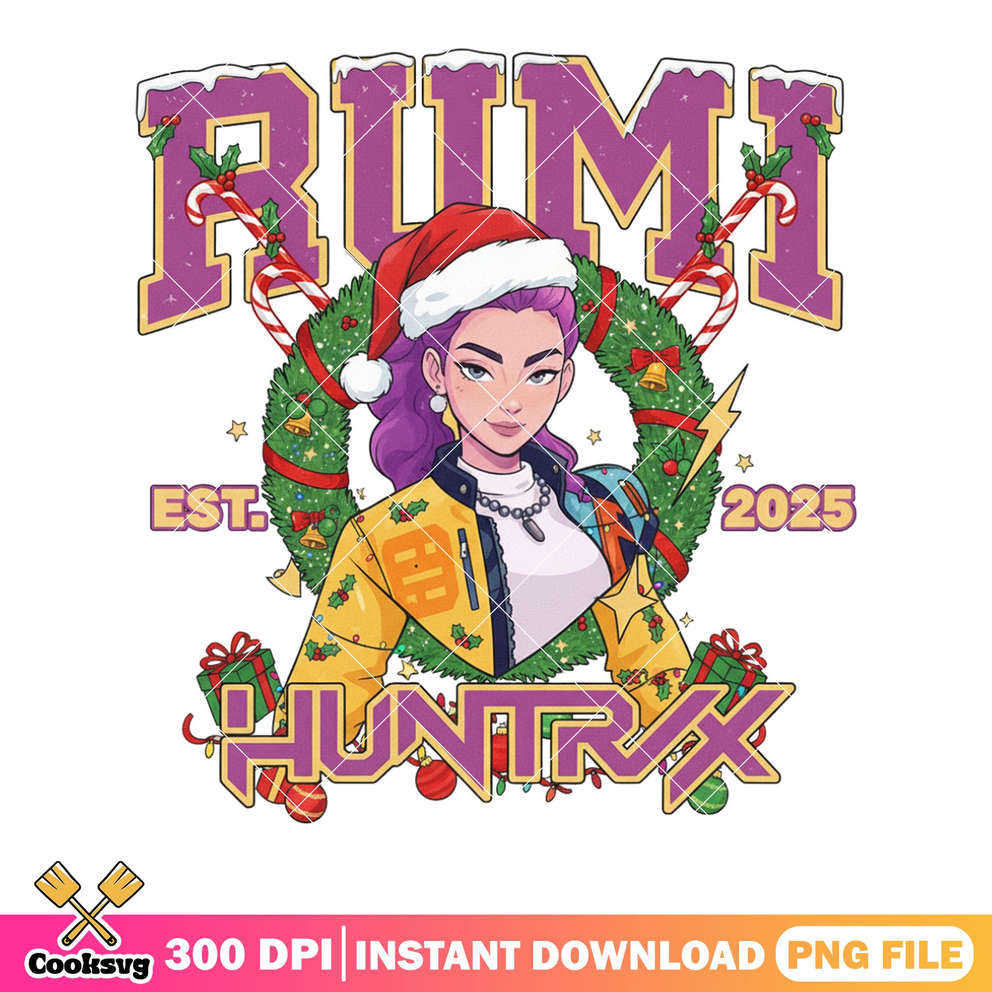 Christmas Rumi huntrix png, kpop demon hunters png, christmas png