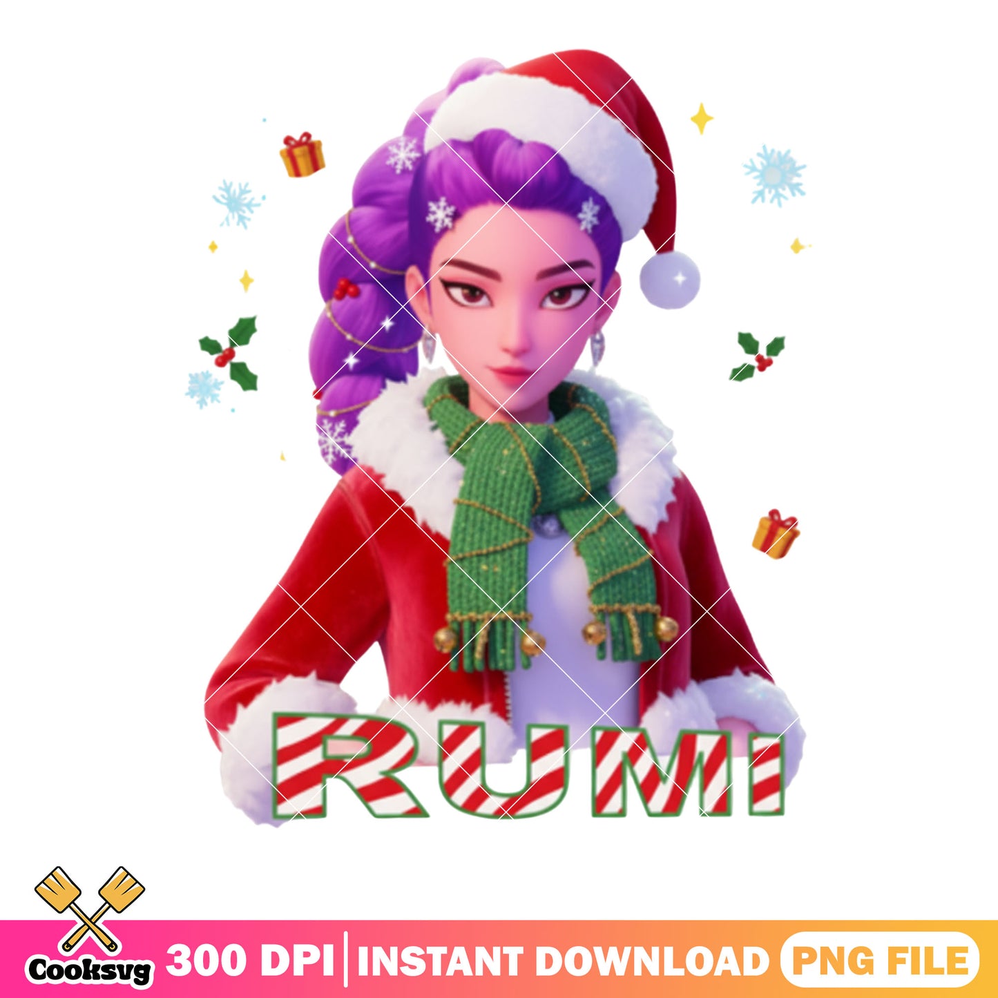 Christmas Rumi png, kpop demon hunters png, huntrix png