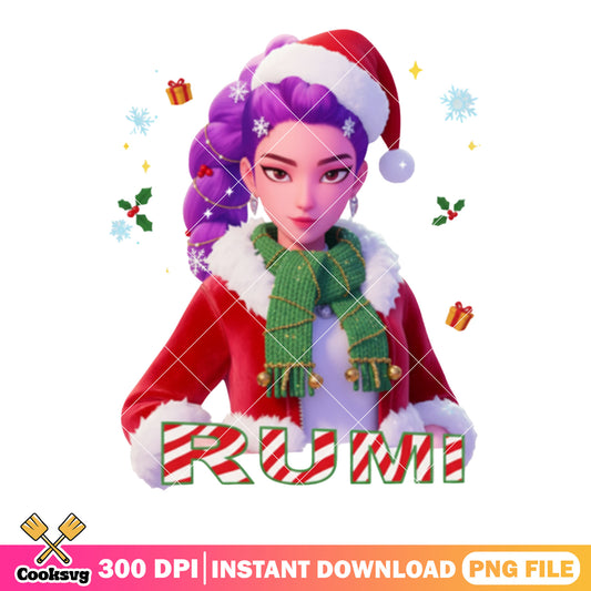 Christmas Rumi png, kpop demon hunters png, huntrix png