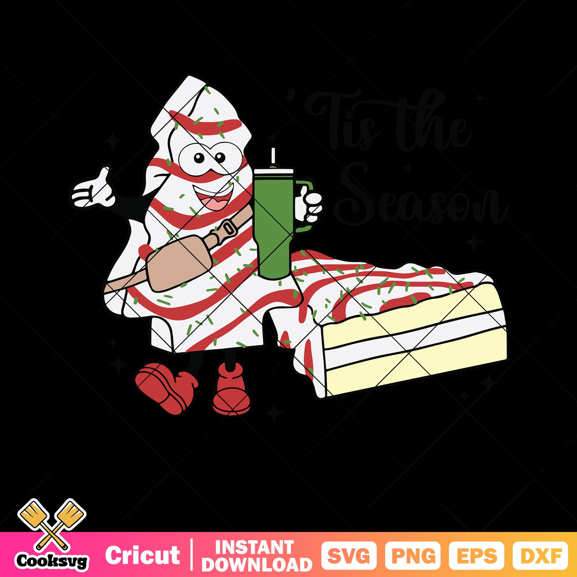 Christmas Tree Cake svg, green Thermos cup svg, red boots svg