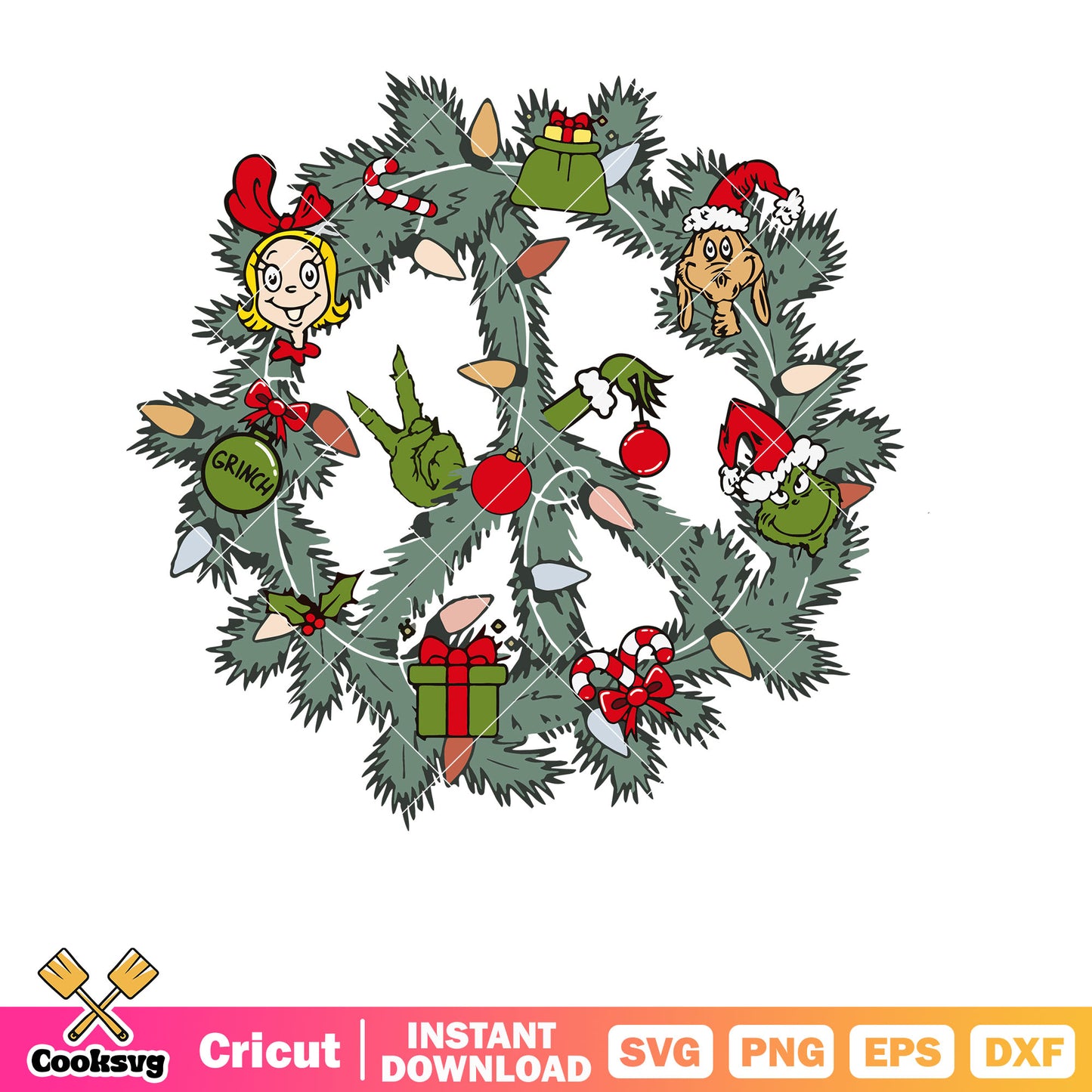 Christmas Wreath Grinch Friends svg, christmas wreath​ svg, the grinch svg