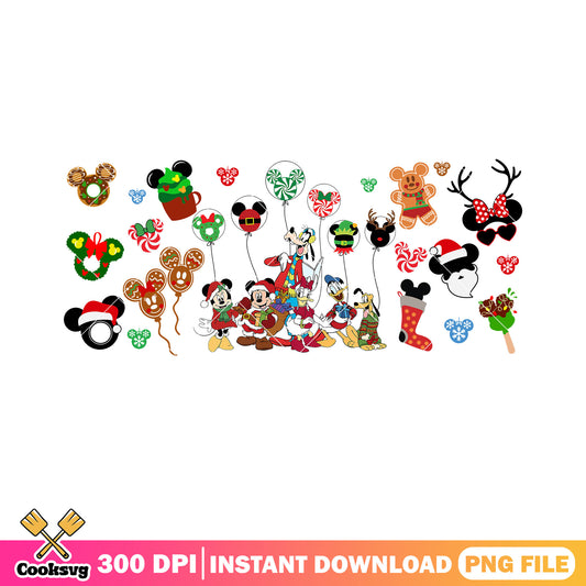 Christmas card disney film png, minnie mouse png, christmas vibes png