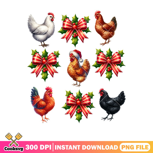 Christmas chicken and bow tie png
