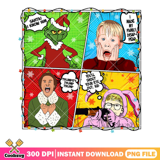 Christmas comics night png, the grinch png, buddy the elf png