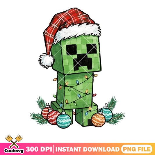 Christmas creeper minecraft santa png, minecraft png, santa hat png
