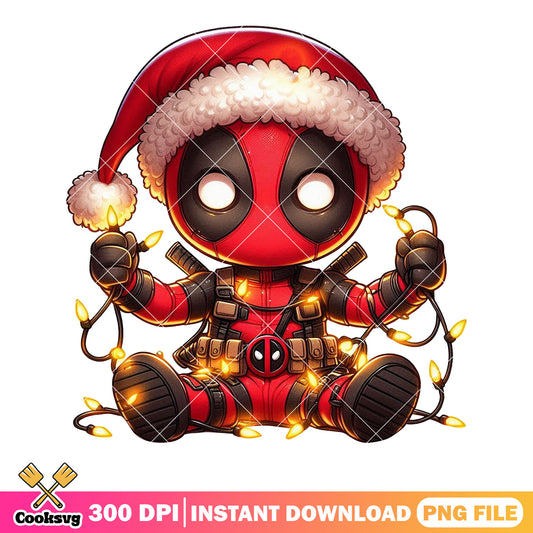 Christmas deadpool chibi​ png, chibi decoration light png, xmas png