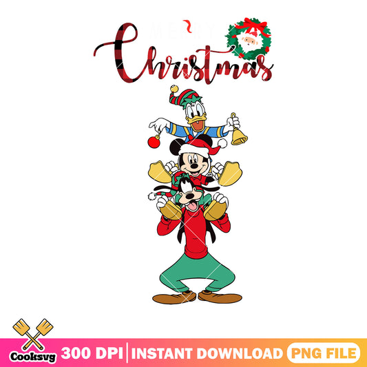 Christmas disney crew png, mickey and friends png, christmas wreath png