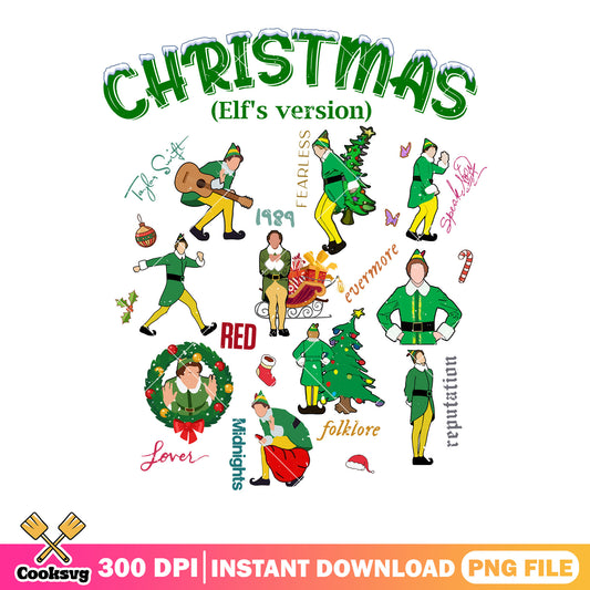 Christmas elfs version png, buddy the elf png, christmas wreath png