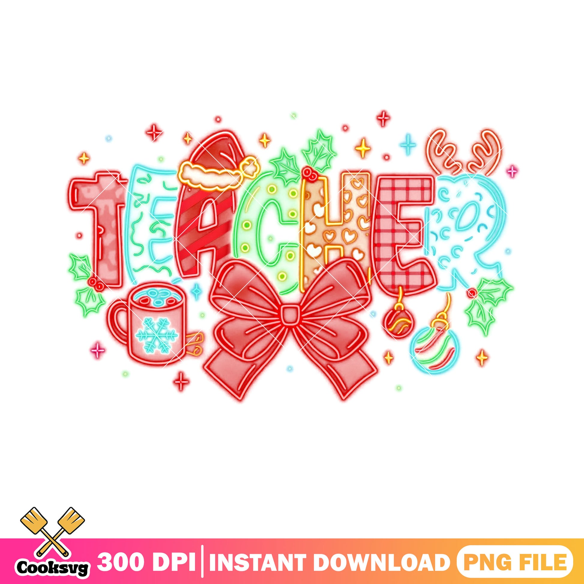 Christmas for teacher gifts png, teacher day png, christmas ball png