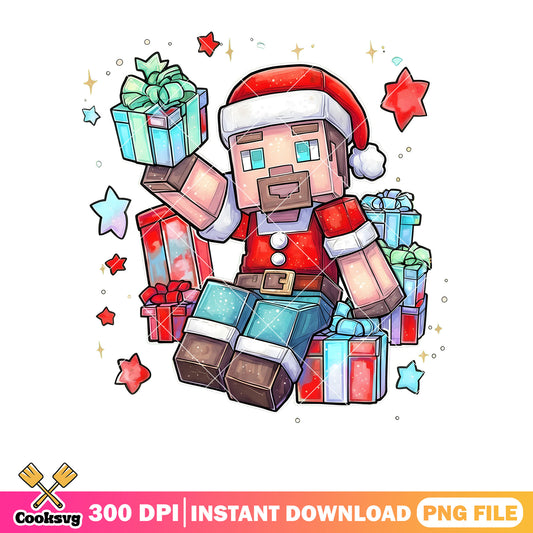 Christmas gifts santa hat png, christmas vibes png, steve minecraft png