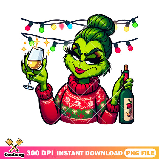 Christmas grinch girl drink png