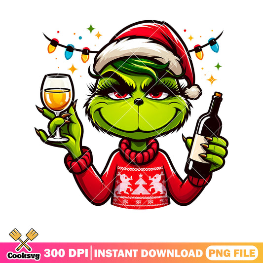 Christmas grinch wine glass png