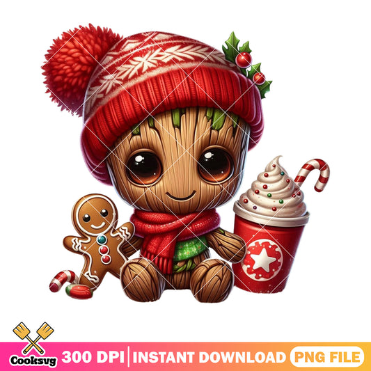 Christmas groot gingerbread png, guardian of the galaxy​ png