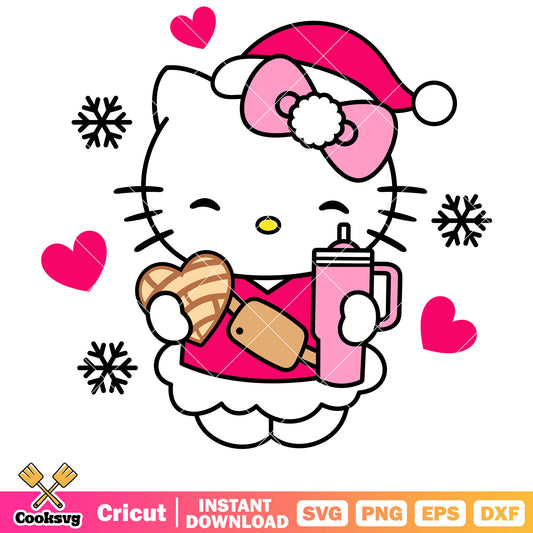 Christmas hello kitty concha pink svg, hello kitty christmas svg