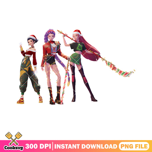 Christmas hunter demon png, kpop demon hunters png, huntrix png